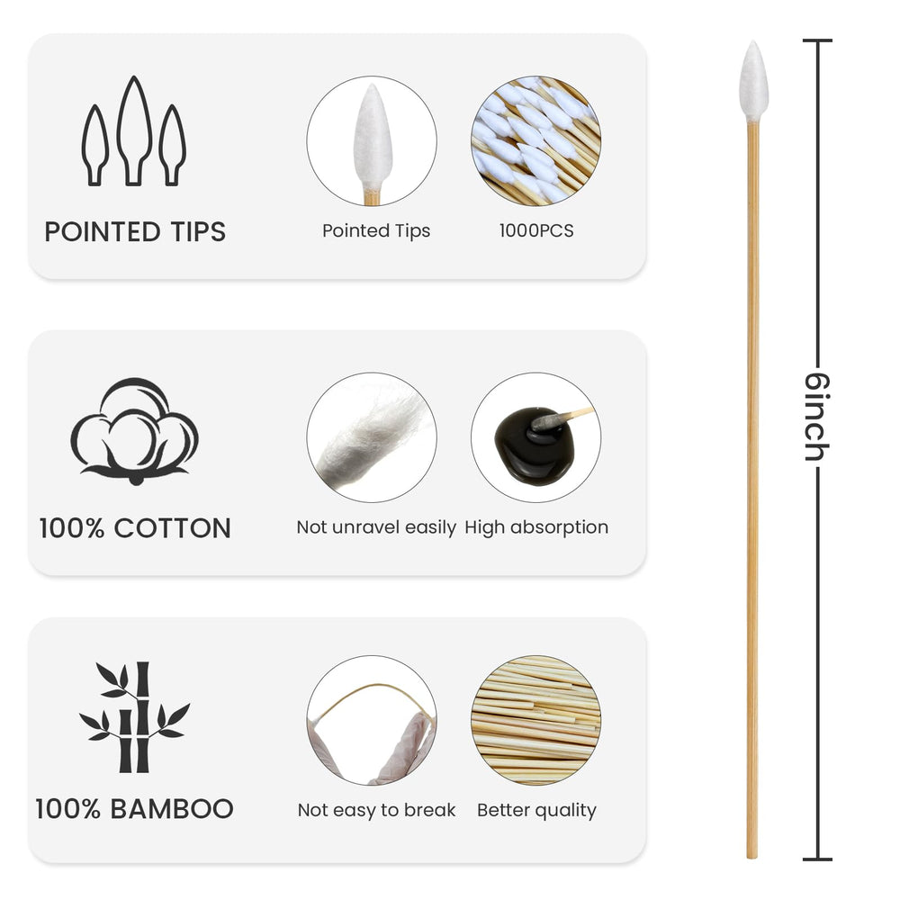 PINGMIC coton-tiges longues 6 pouces, absorption élevée pour nettoyage en profondeur