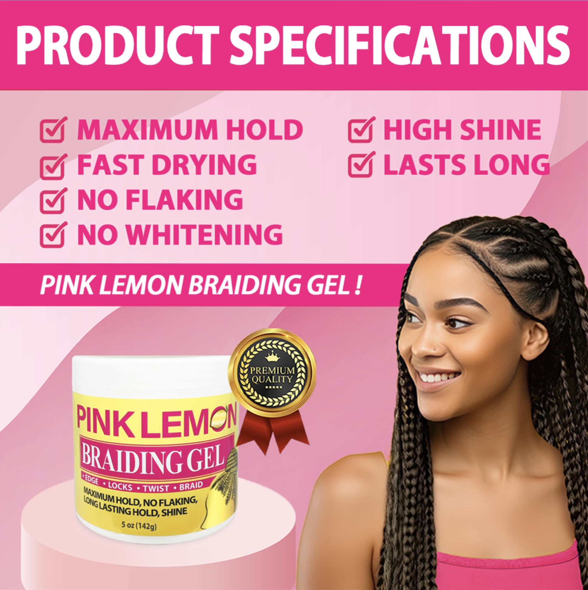 Application rapide du Gel de tressage Pink Lemon pour gagner du temps.