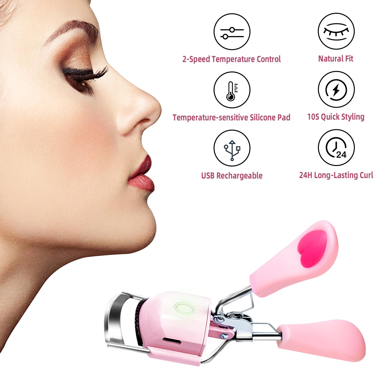 Pinkiou curleur cils rechargeable USB avec batterie durable.