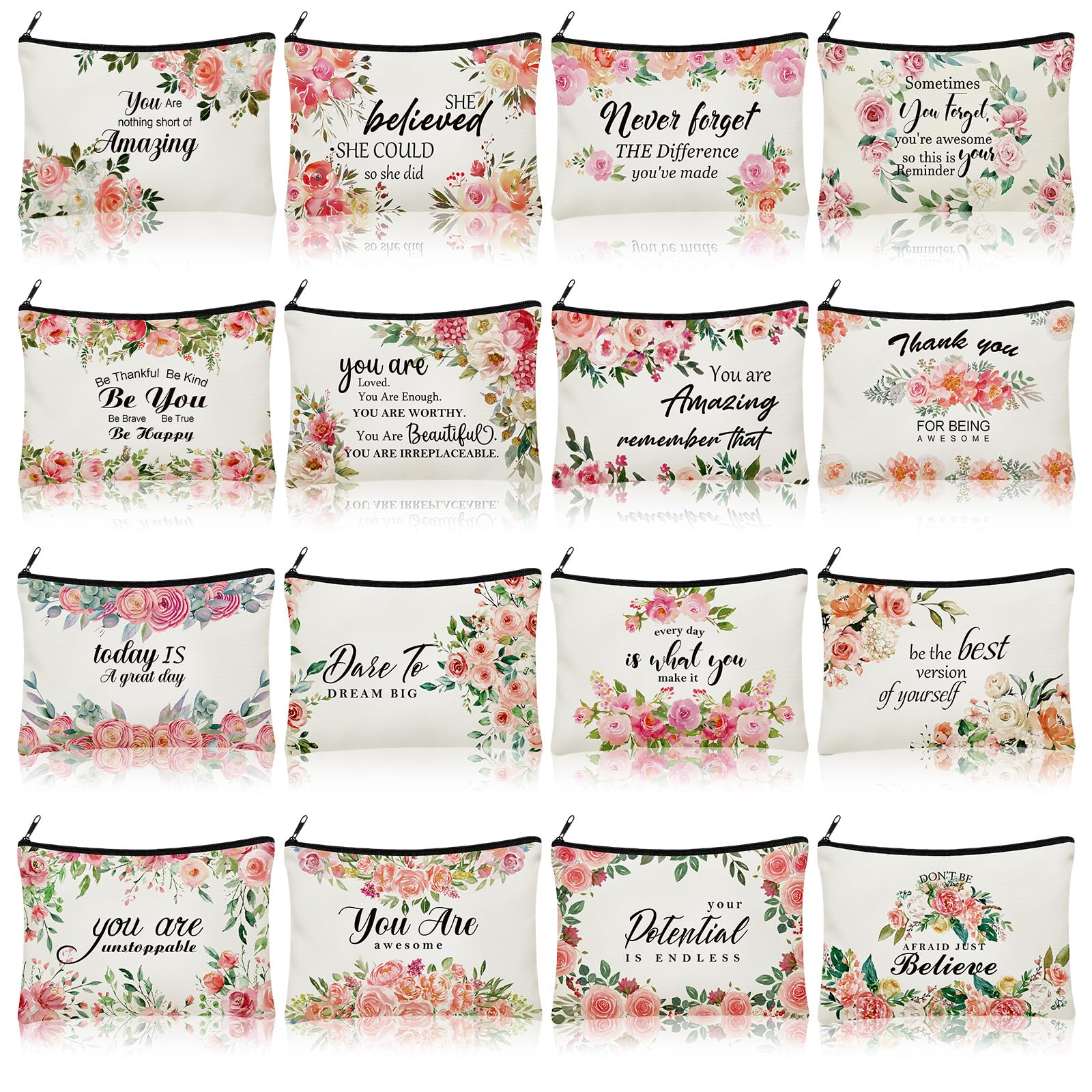 Pinkunn : pochon maquillage en toile fleurs, idéal pour ranger vos cosmétiques lors des voyages.