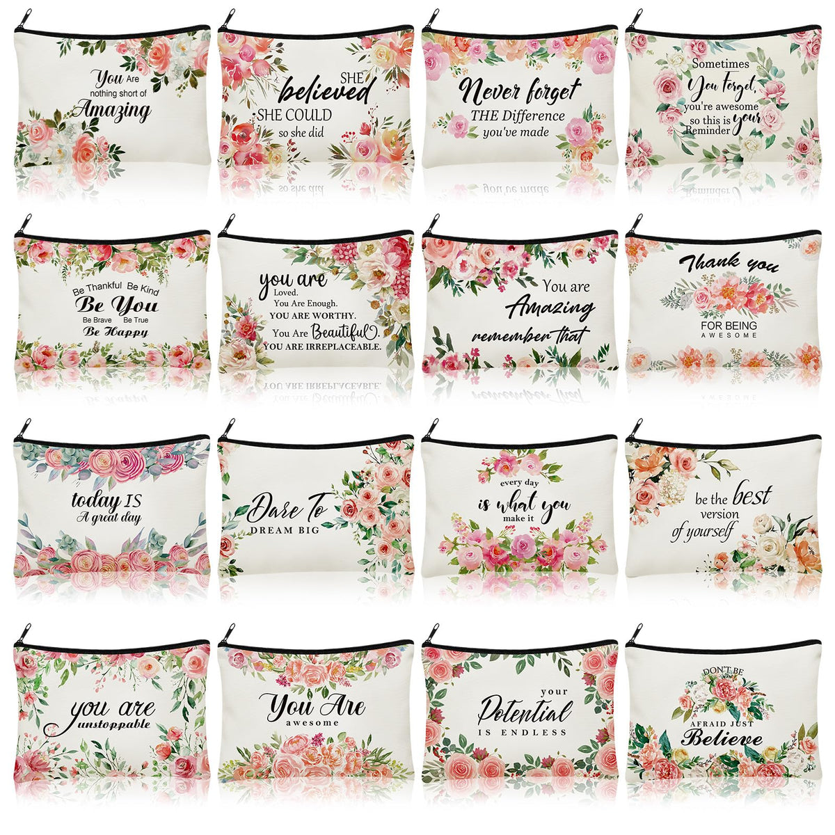 Pinkunn : pochon maquillage en toile fleurs, idéal pour ranger vos cosmétiques lors des voyages.