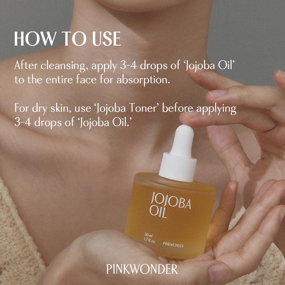 PINKWONDER Huile de jojoba bio, routine visage non gras et légère.