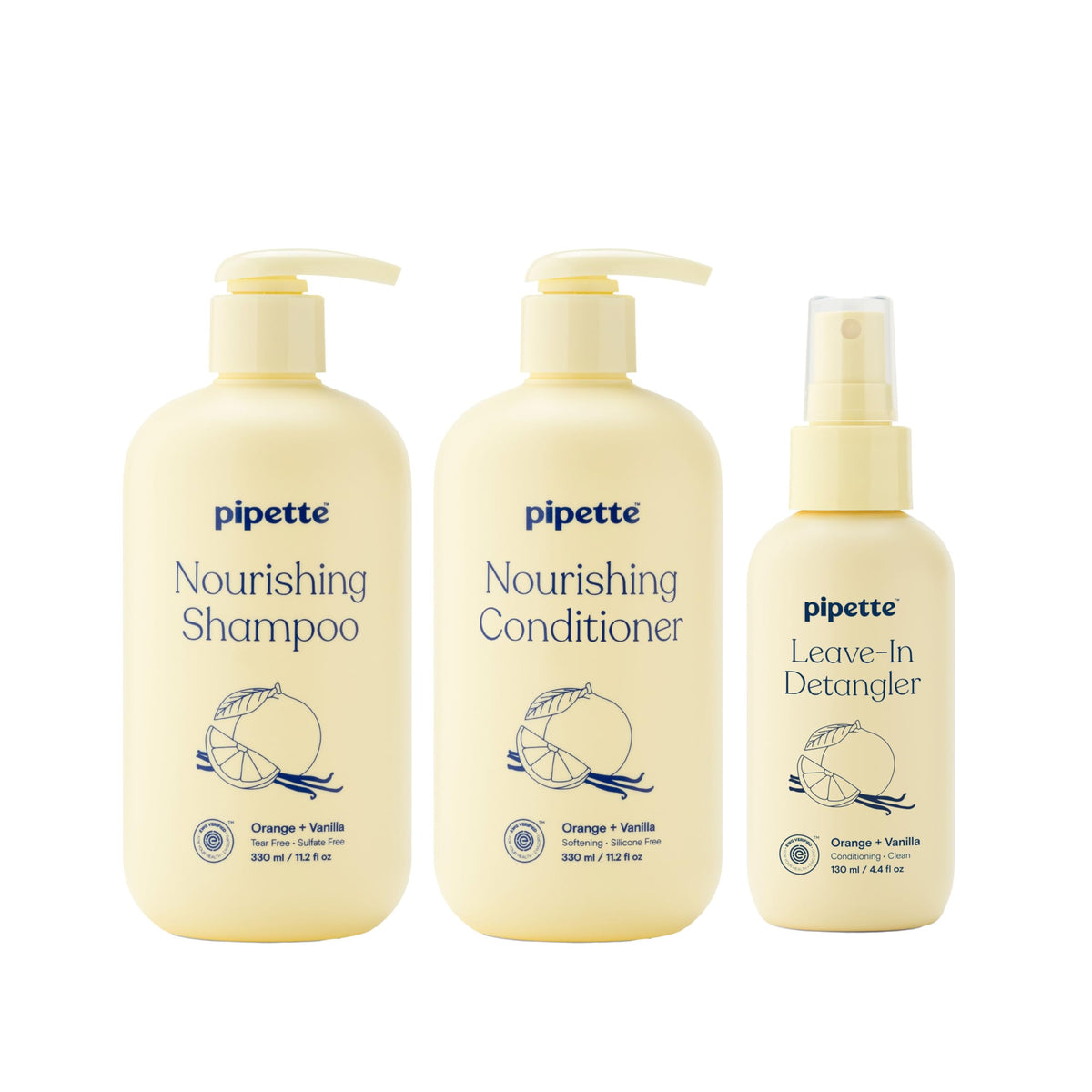 Pipette Shampoing Enfant: cheveux propres et démêlés grâce au parfum orange vanille.