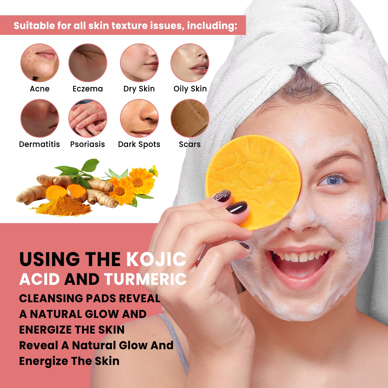 Tampon PIPIHUA curcuma acide kojique exfoliation des pores en profondeur