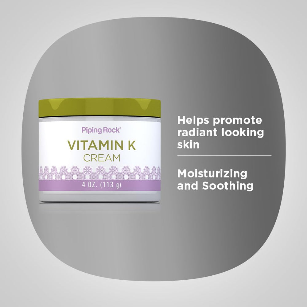 Piping Rock Crème Vitamine K – soin des ecchymoses visibles et hydratation.