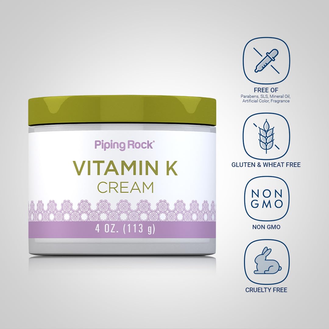 Piping Rock Crème Vitamine K – soin yeux pour éclairer le contour et apaiser.