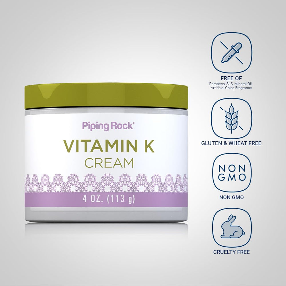 Piping Rock Crème Vitamine K – soin yeux pour éclairer le contour et apaiser.