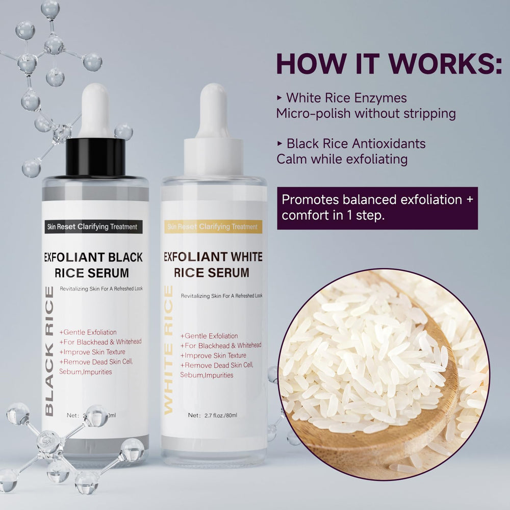 PIVETOS Face Exfoliant riz blanc: flacon illustrant l'hydratation légère pour la peau.