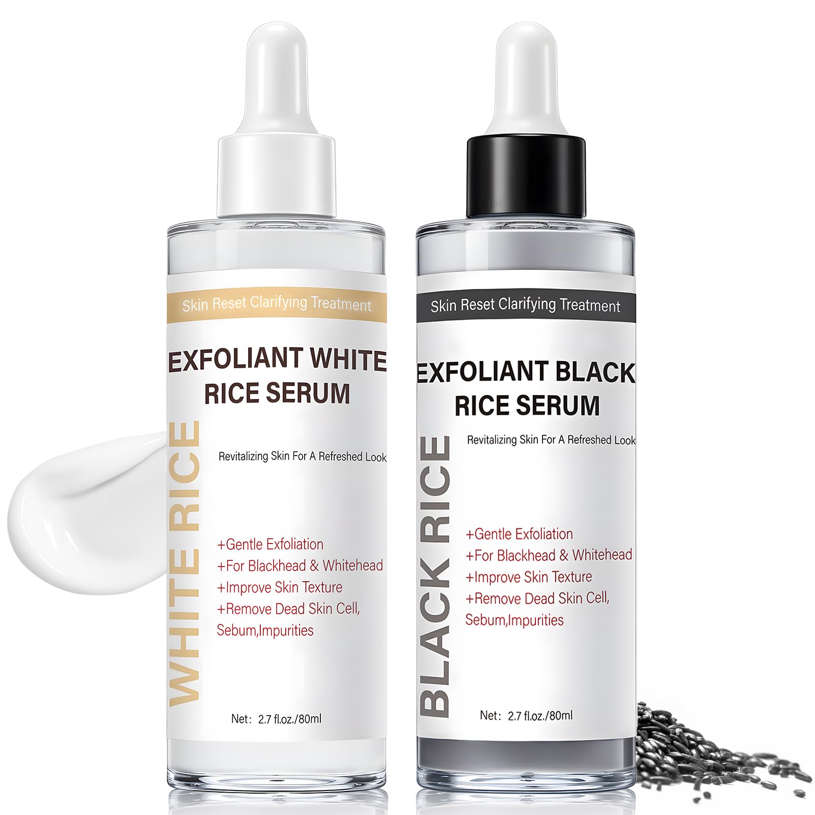 PIVETOS Face Exfoliant riz noir: bouteille prête à l'emploi pour un nettoyage en douceur.