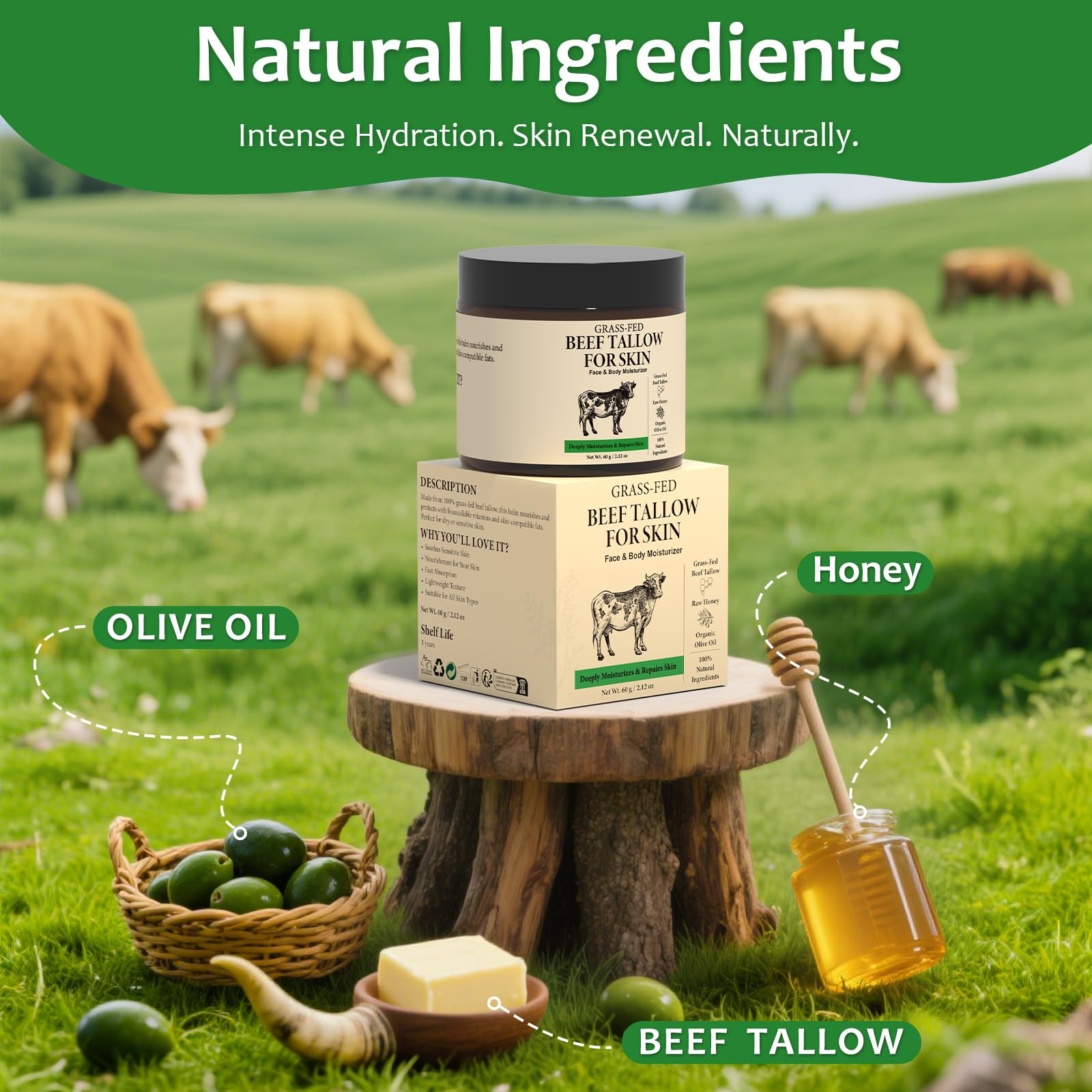 Pixellon baume-miel-graisse-boeuf-visage: formulation nourrissante pour le teint.