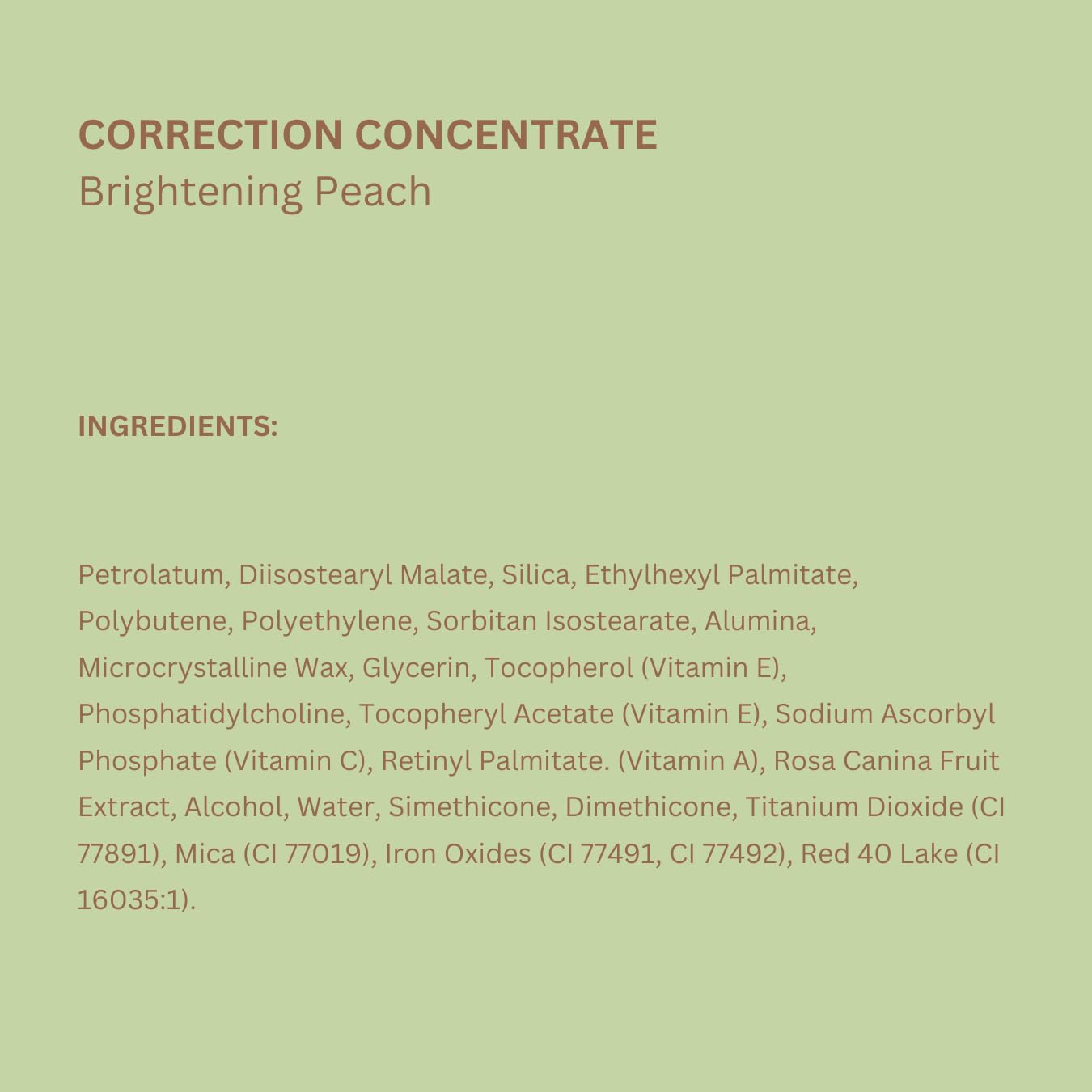 Vitamine C et éclaircissement dans Pixi Correction Concentrate pêche pour le teint.