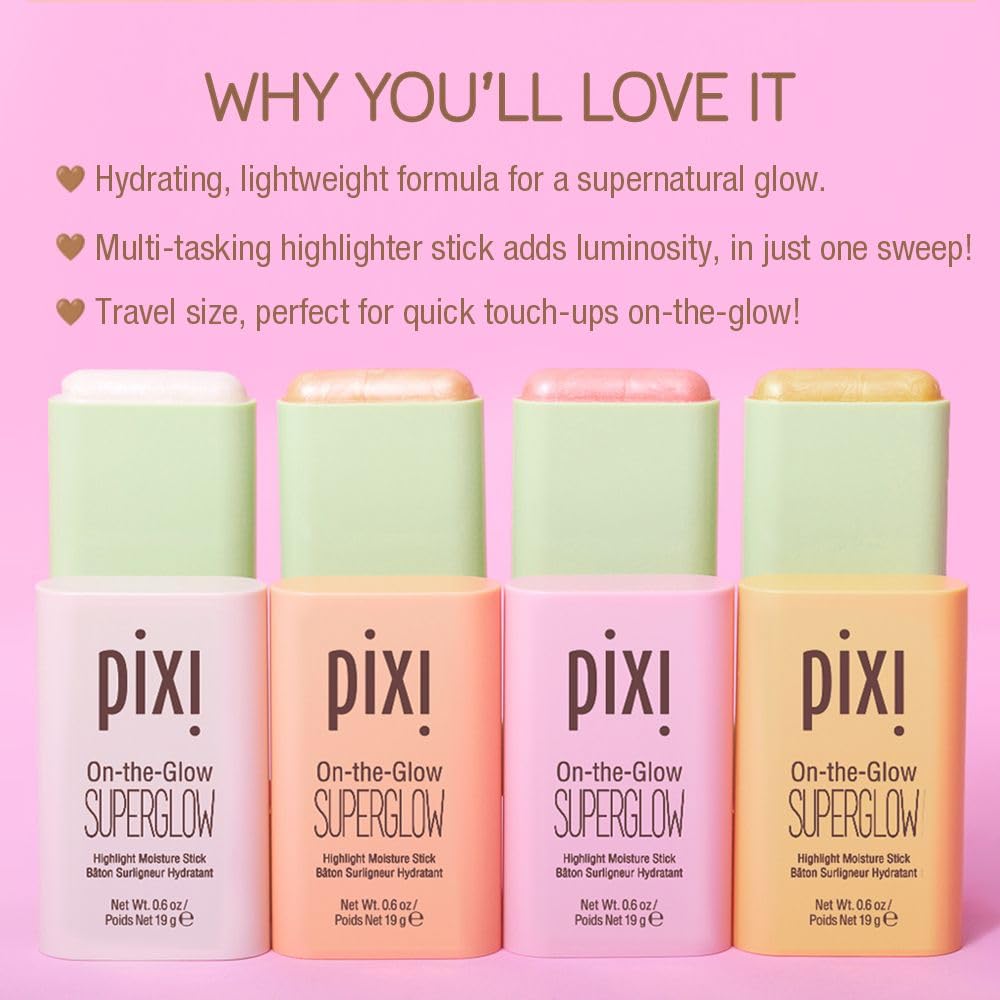 Pixi On-the-Glow NaturaLustre stick lumineux pour une application rapide.