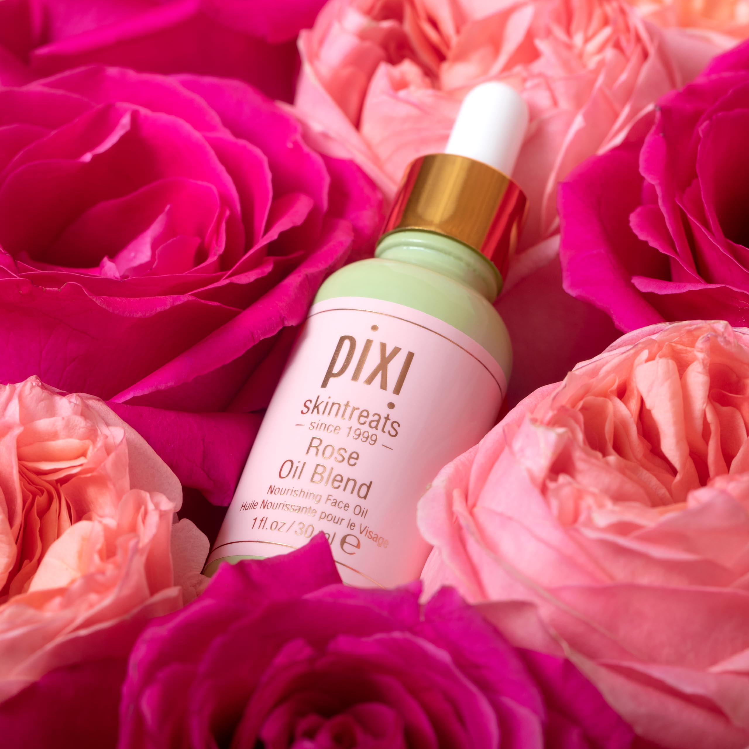 Pixi Rose Oil Blend : usage matin et soir pour nourrir et lisser la peau.