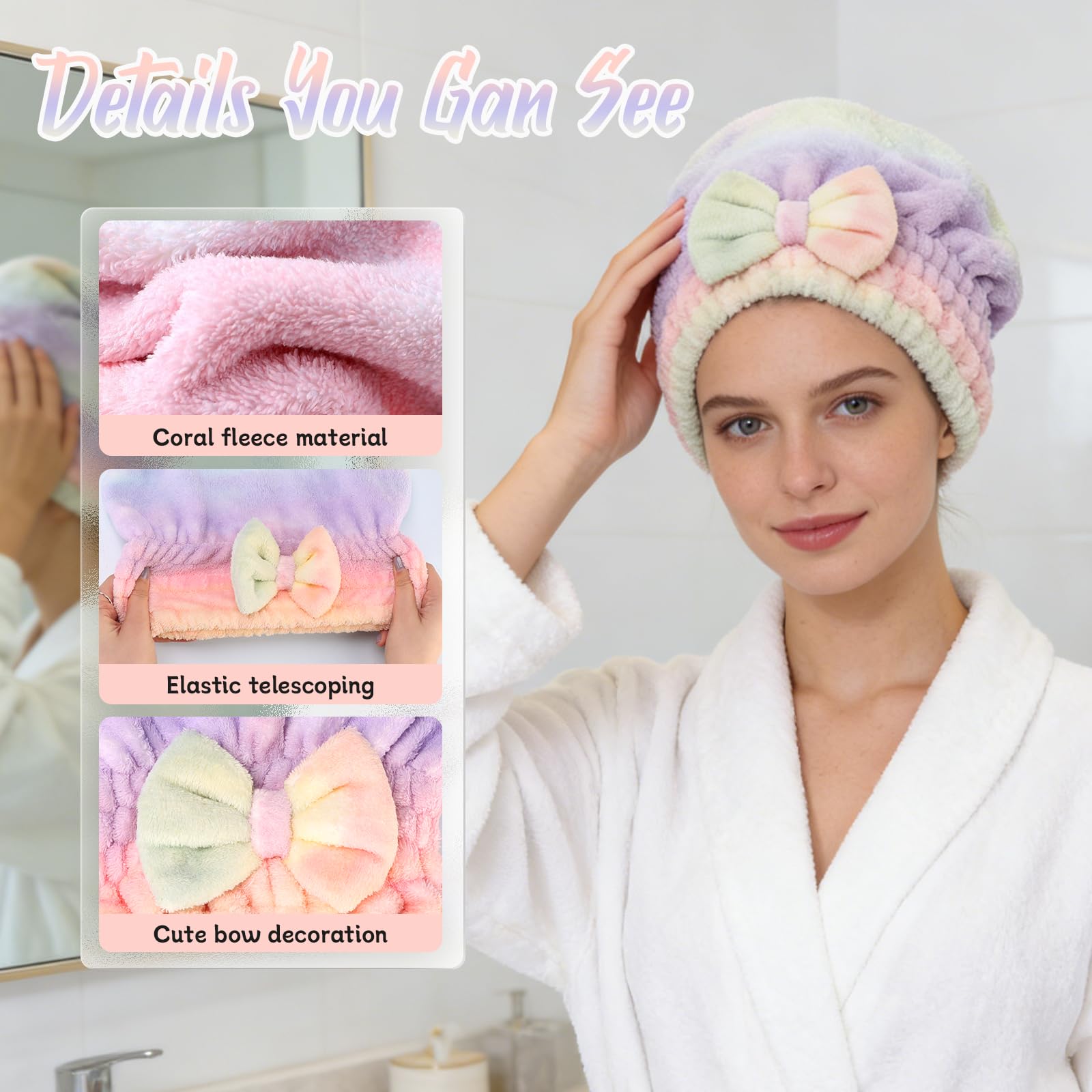 pjpkow capuche sechage cheveux microfibre réduction des frisottis