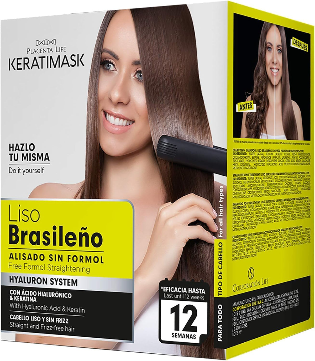 PLACENTA LIFE KERATIMASK kit-lissage-bresilien pour cheveux lisses et brillants.