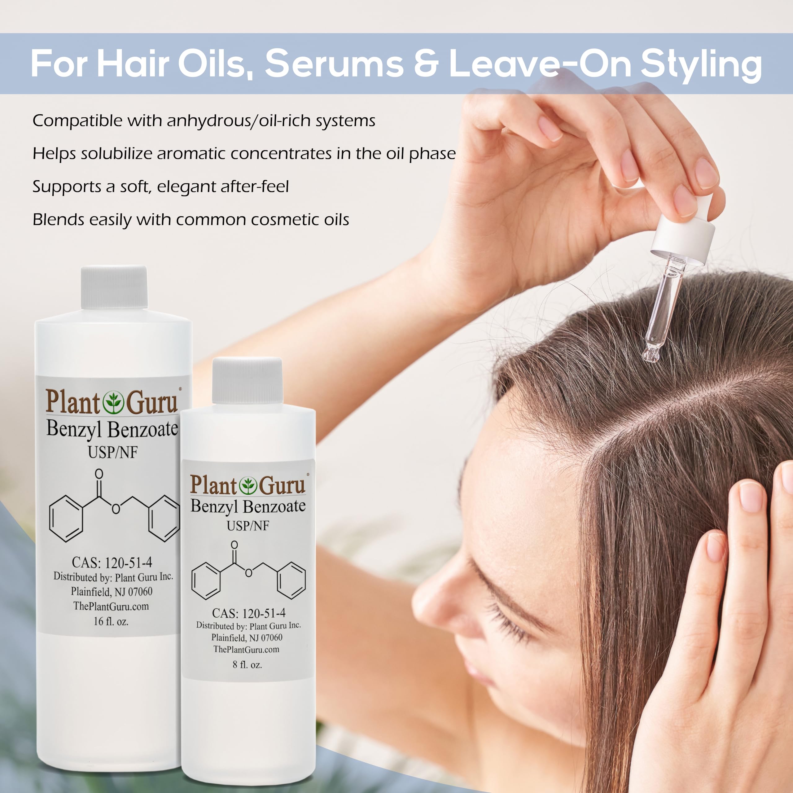 Plant Guru Benzyl Benzoate, ingrédient cosmétique polyvalent pour soins variés.