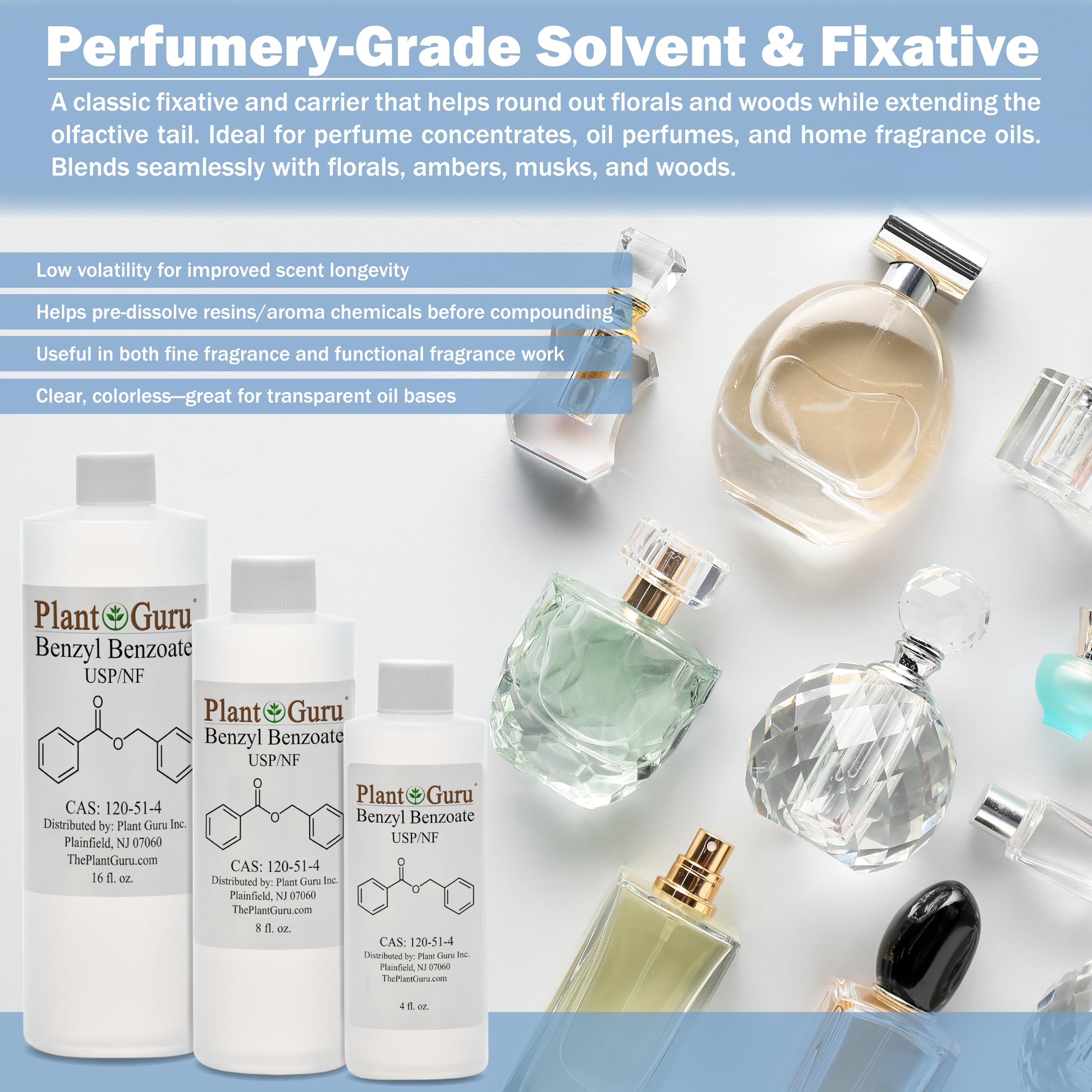 Plant Guru Benzyl Benzoate, base pour soins capillaires riches.