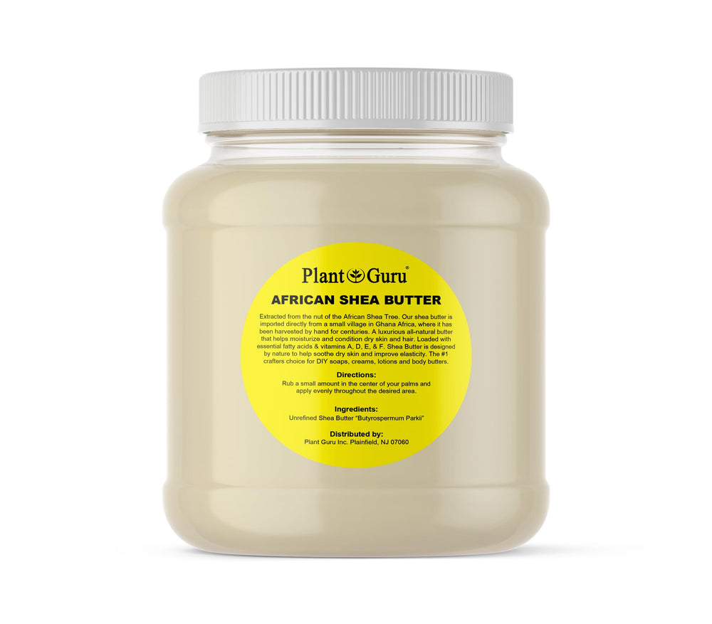 Beurre de karité Plant Guru en pot, hydratation riche pour peau sèche.