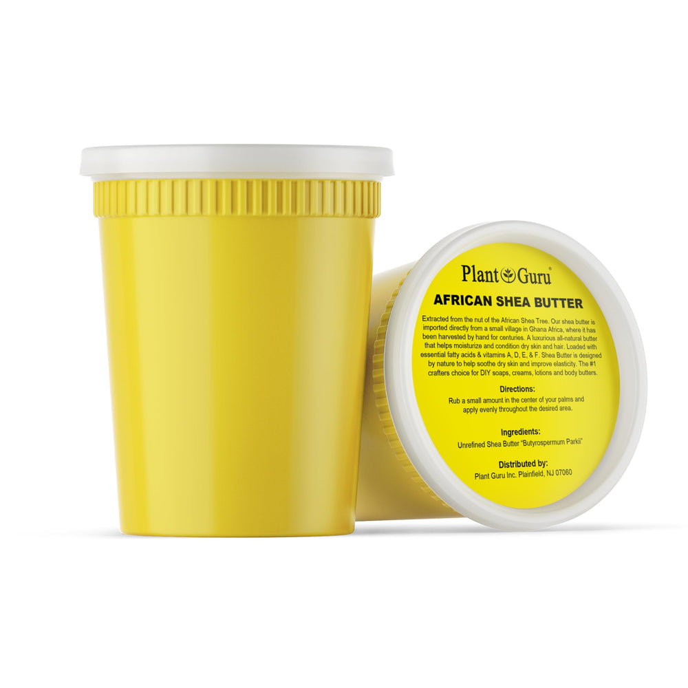 Texture dorée du beurre Karité Plant Guru pour nourrir la peau.