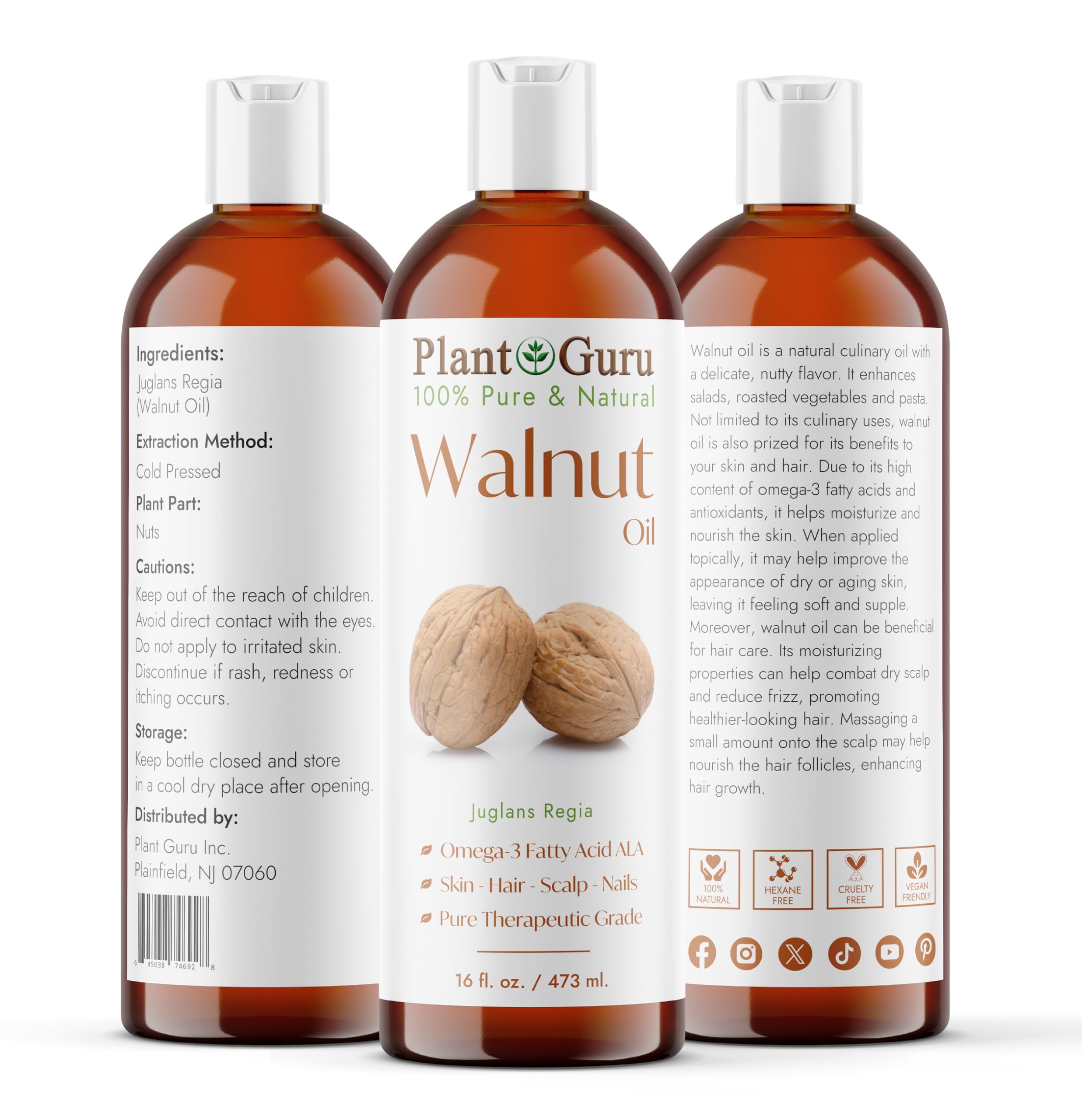 Gouttes d huile de noix Plant Guru pour nourrir la peau en profondeur.