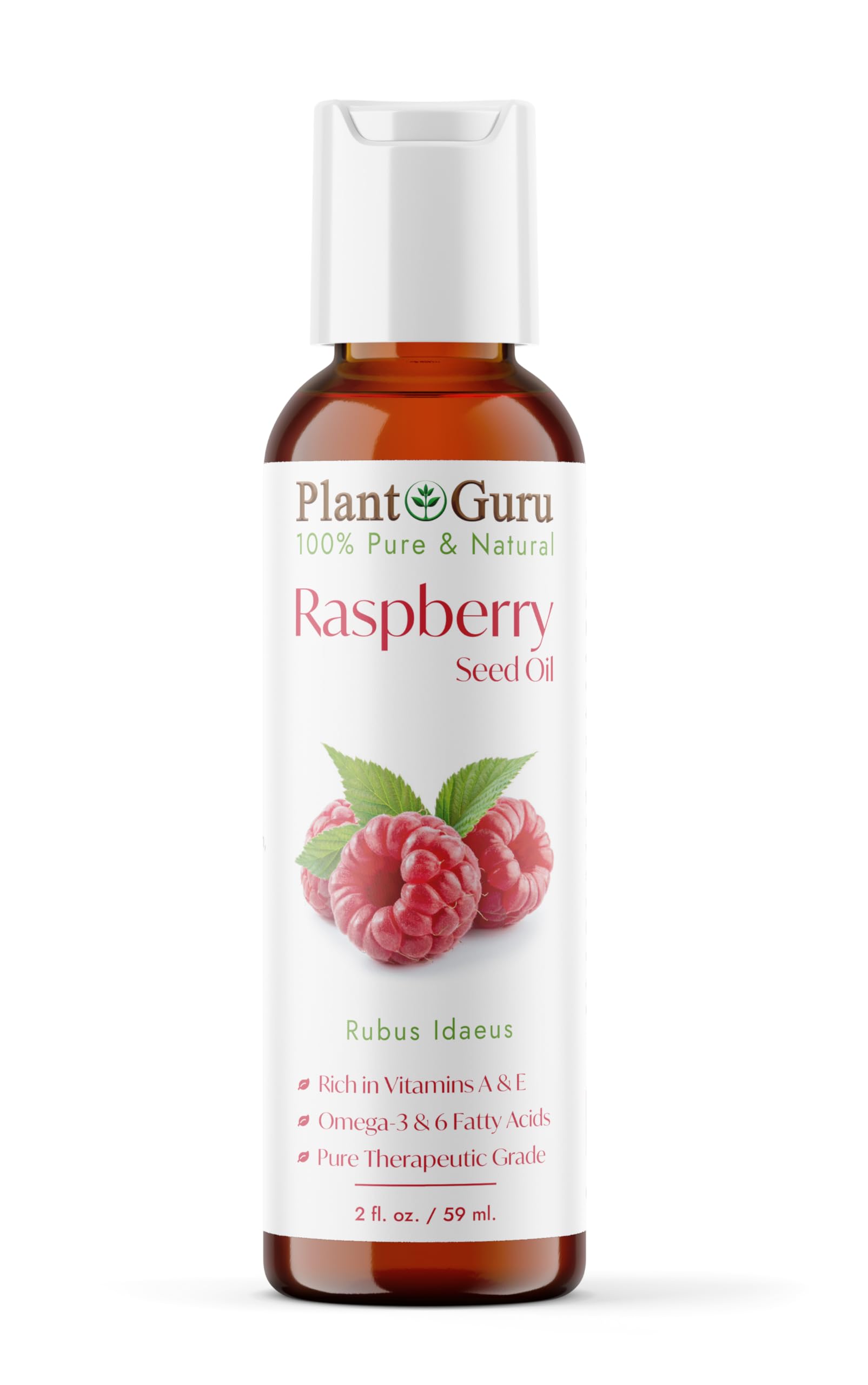 Plant Guru huile pépins-framboise rouge en bouteille, hydratation légère pour visage et peau