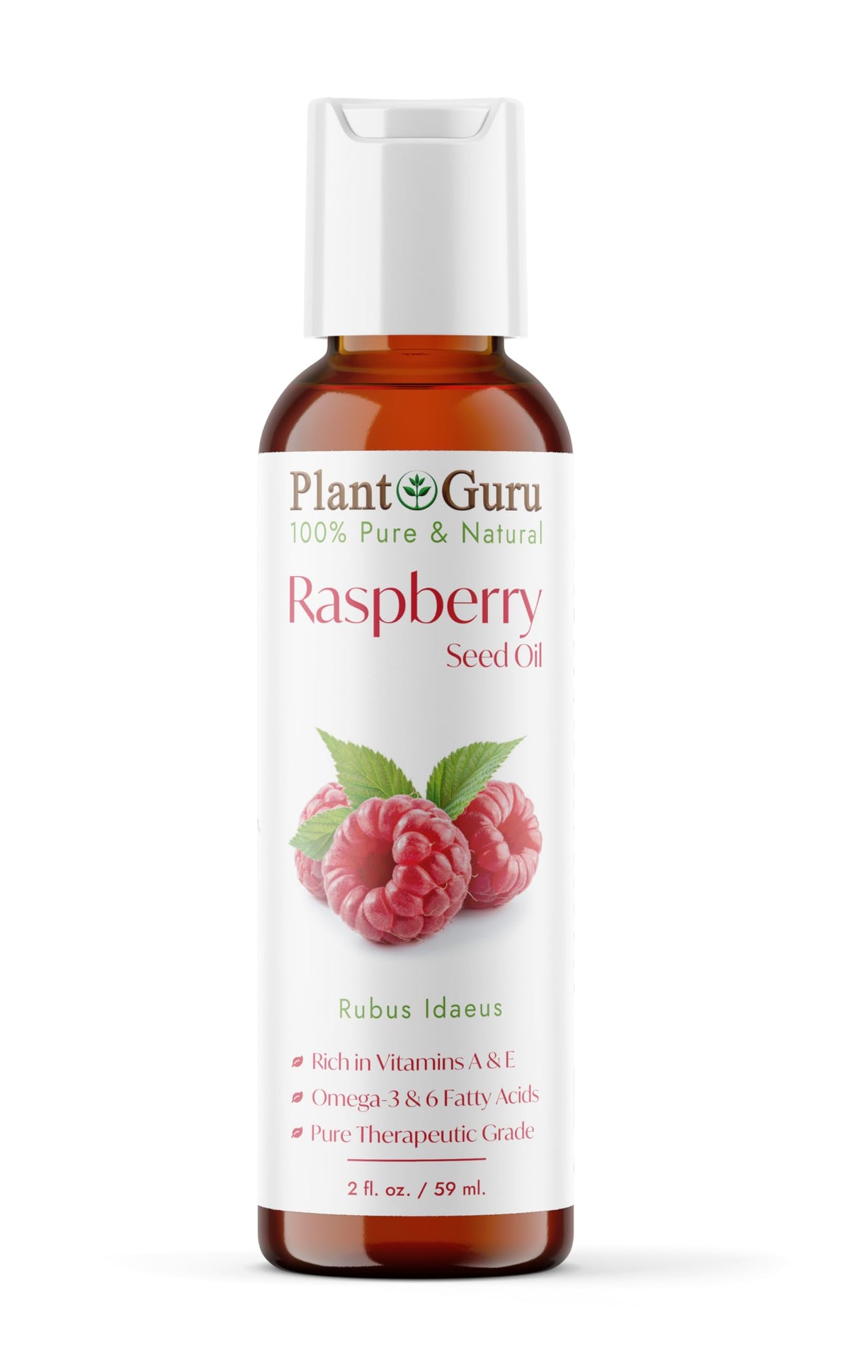 Plant Guru huile pépins-framboise rouge en bouteille, hydratation légère pour visage et peau