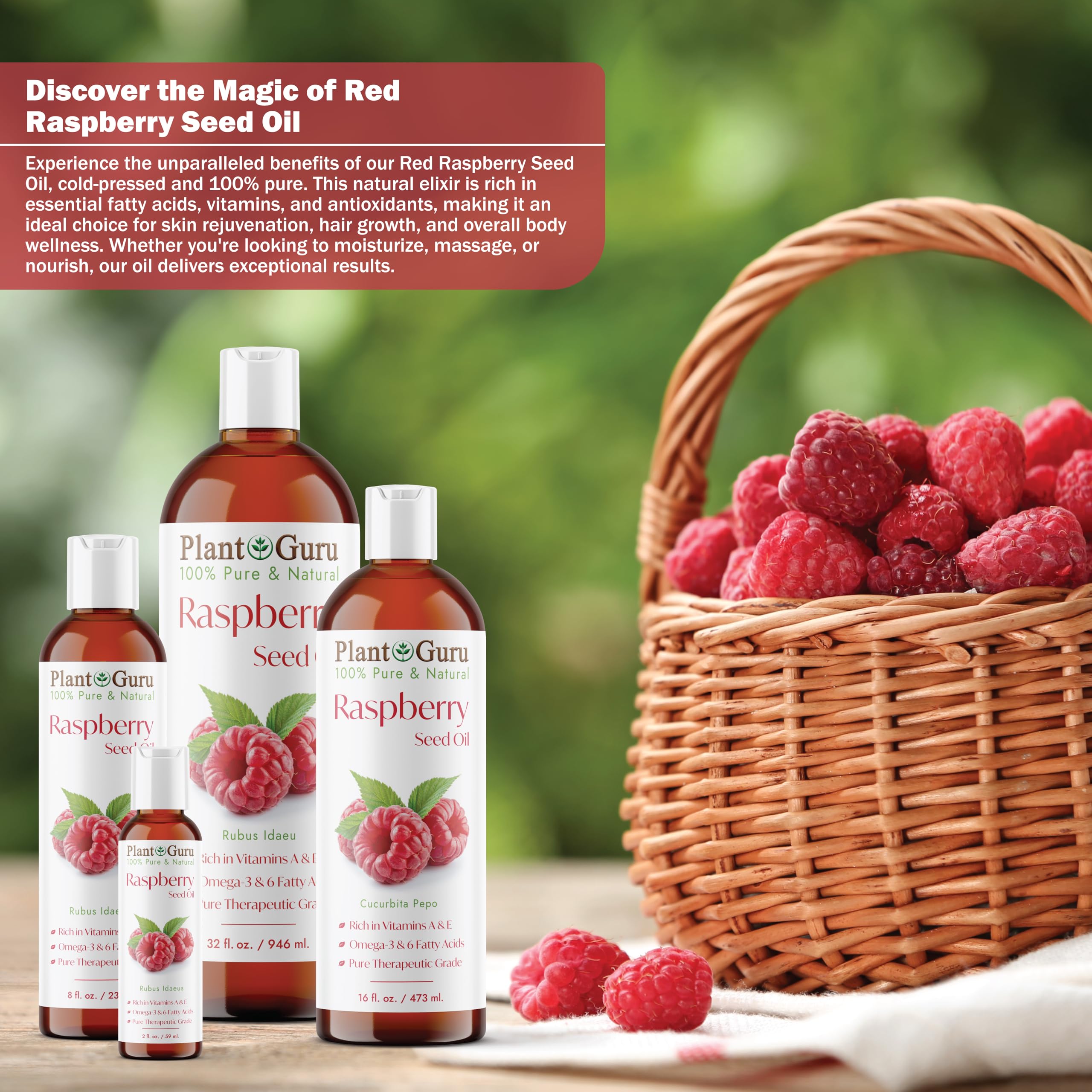 Plant Guru huile pépins-framboise rouge, soin visage quotidien non gras et rapide