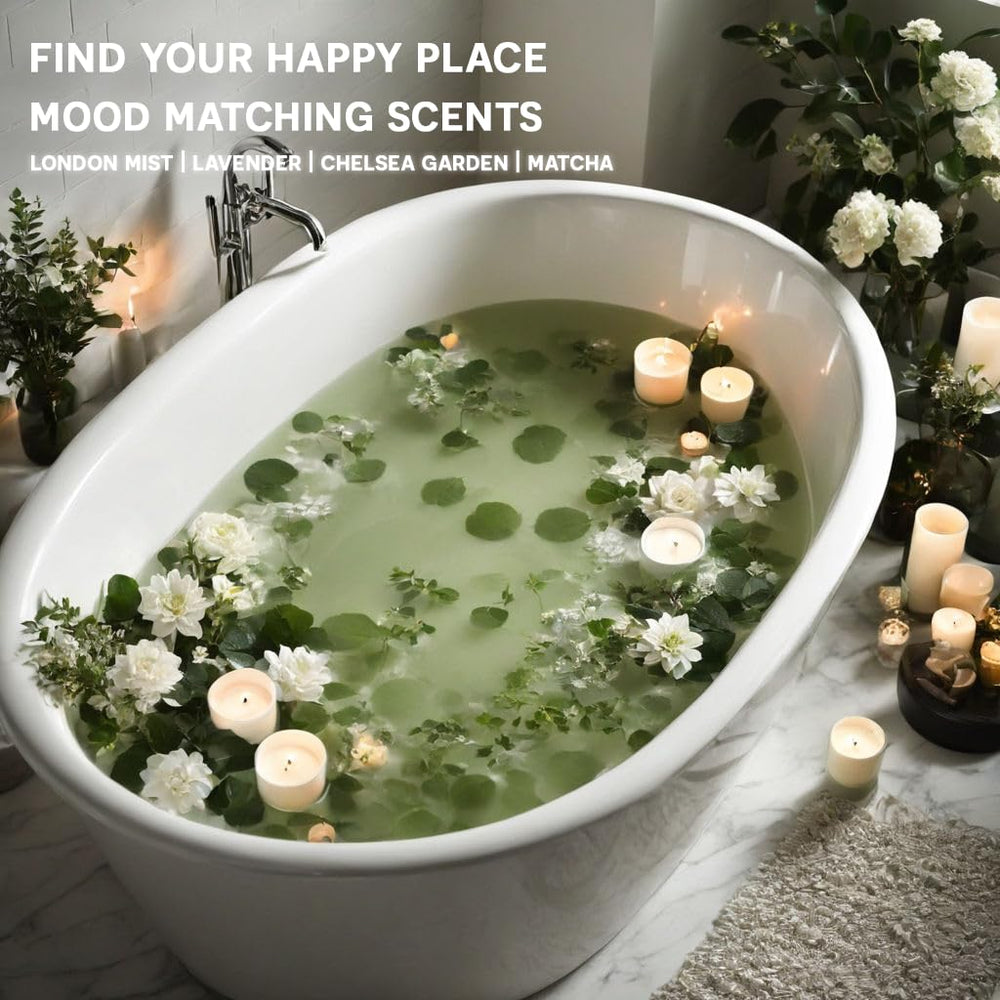 Bain moussant Plantful dans la baignoire, expérience spa à domicile.