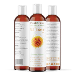 Plant Guru huile carthame – pression froide: conserve les nutriments essentiels.