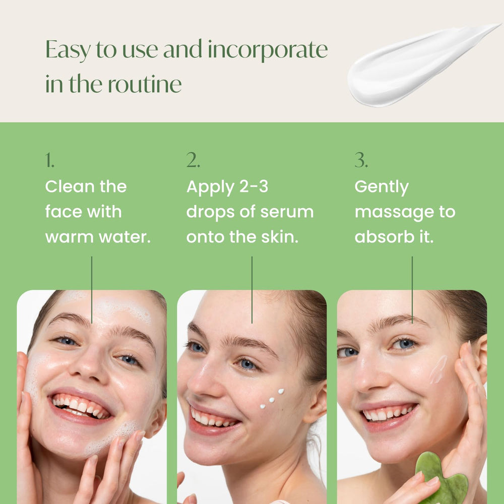 Application du serum PLANTIFIQUE sur peau hydratée et douce.