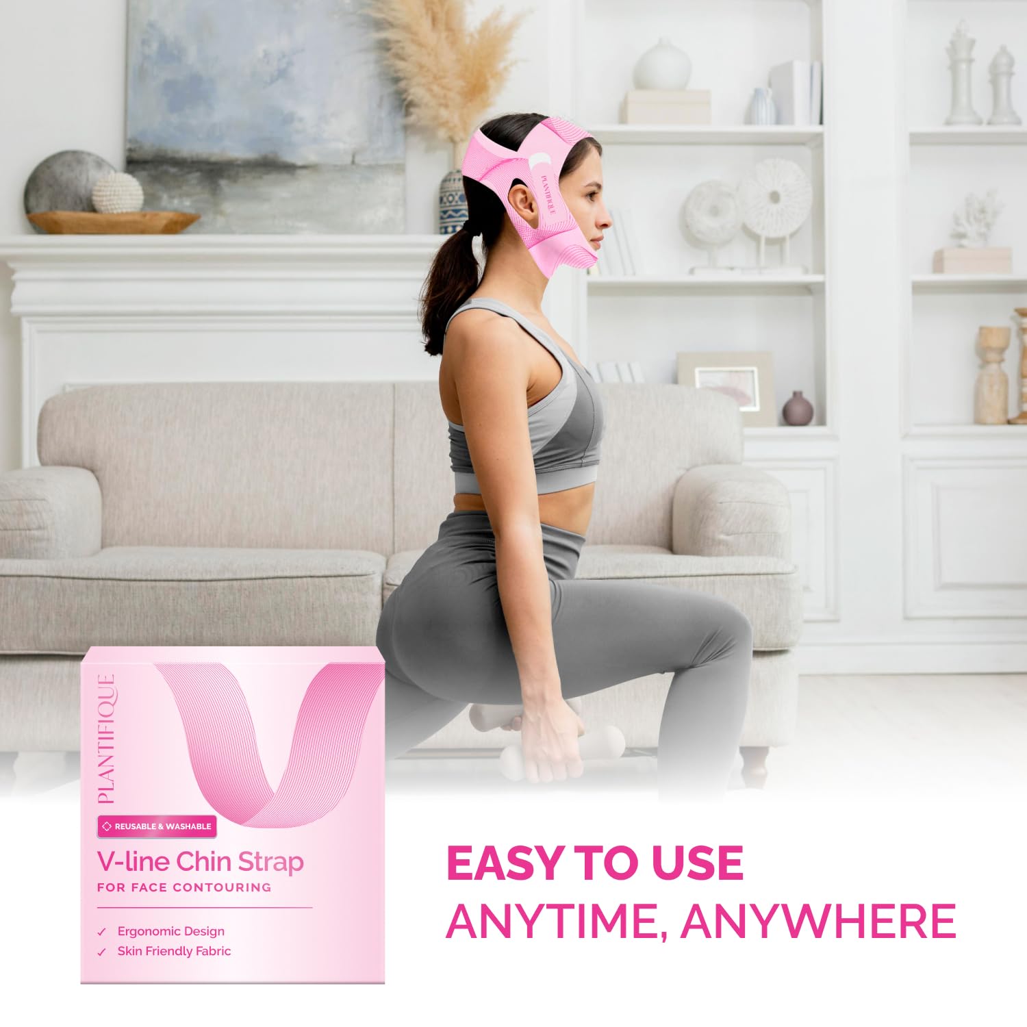 Plantifique Bandeau Menton Astuce Massage Visage, stimule la circulation et améliore le contour