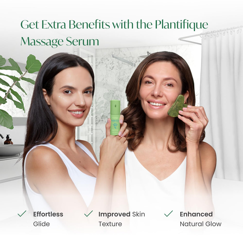PLANTIFIQUE Gua Sha jade authentique – pierre naturelle durable pour le soin.