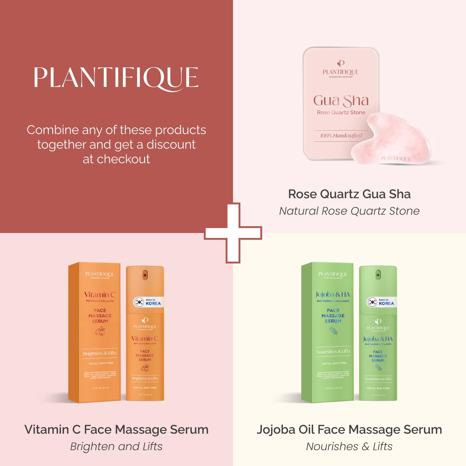 Plantifique Rose Quartz Gua Sha machoire pour contouring subtil