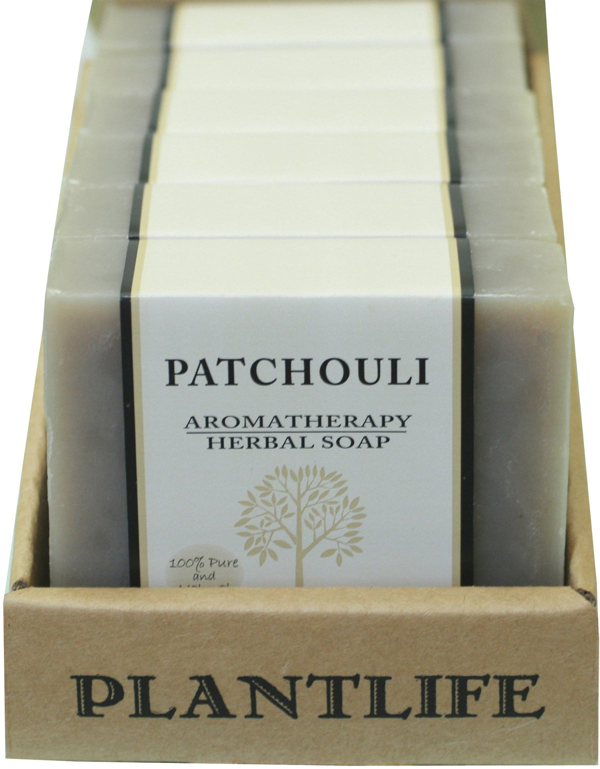Plantlife Patchouli savon-barre 6-pack avec arôme terreux et hydratation légère.