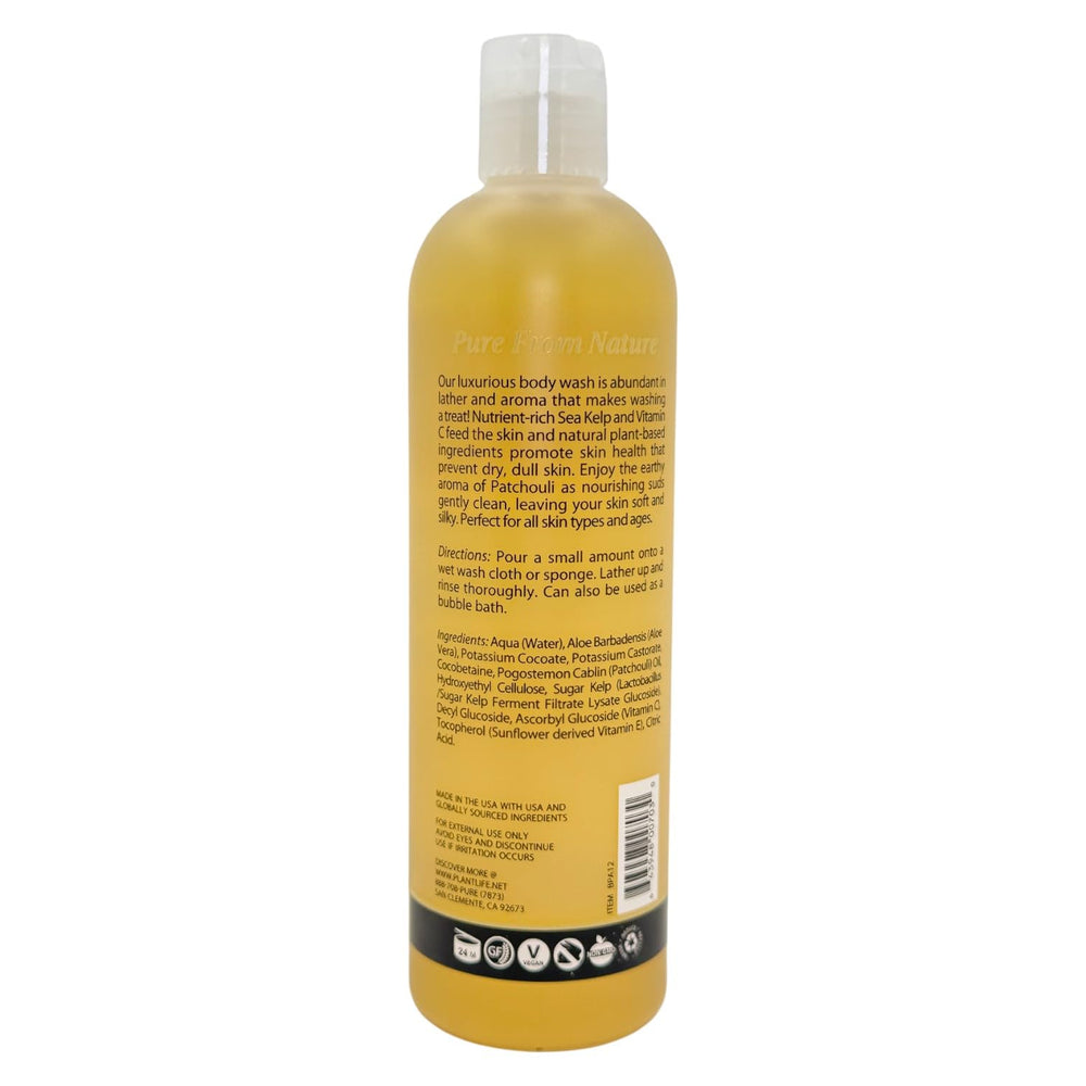 Utilisation quotidienne du Plantlife Patchouli Body Wash pour peau fraîche.