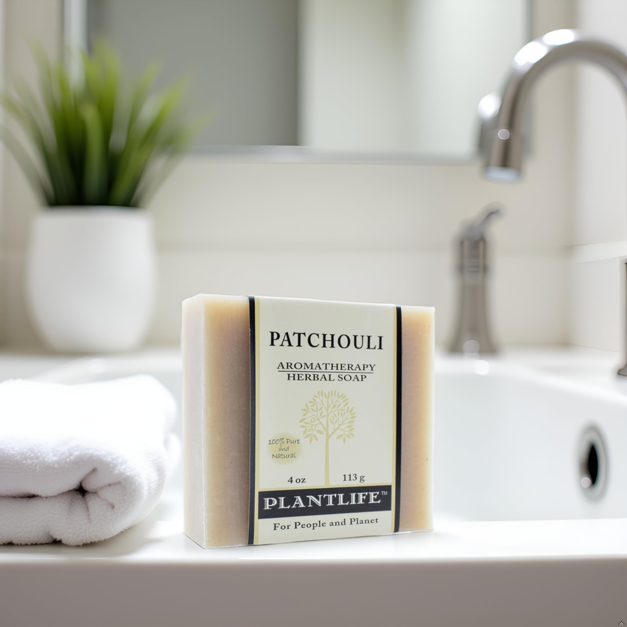 Savon Patchouli Plantlife barres aromatiques, arôme persistant.