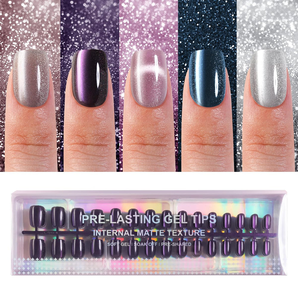 Plauva cat-eye ongles brillants, ensemble de 150 pièces pour pose rapide.