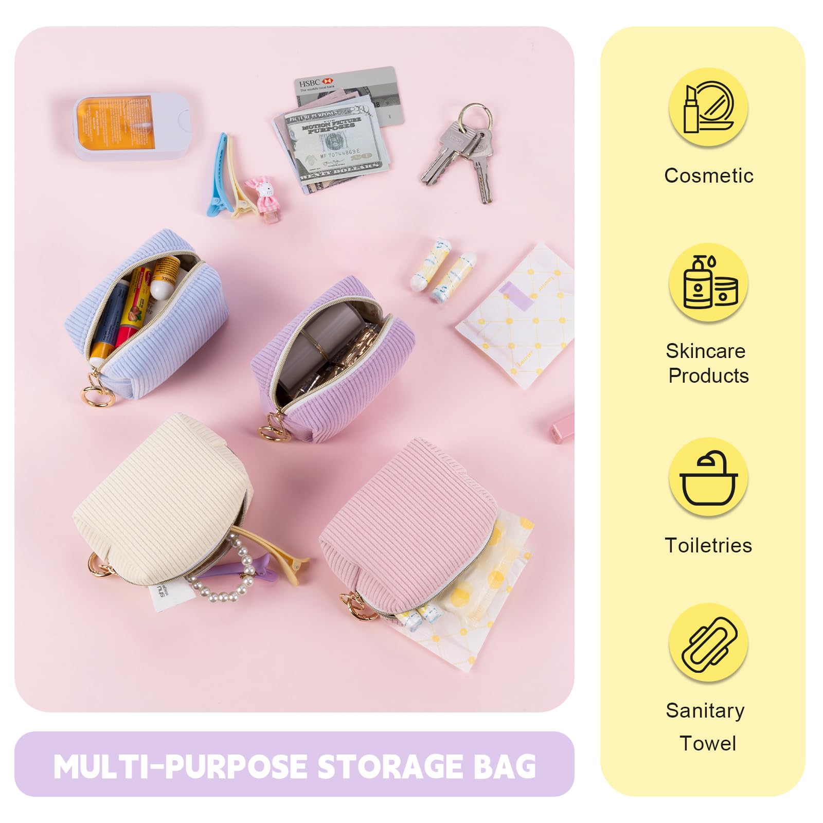Trousse Playexen mini velours côtelé noir idéale en voyage.