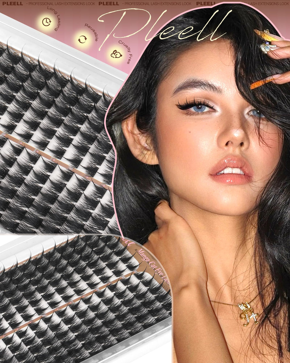 Pleell manga-lash clusters faciles à appliquer et tenaces pour un look salon.