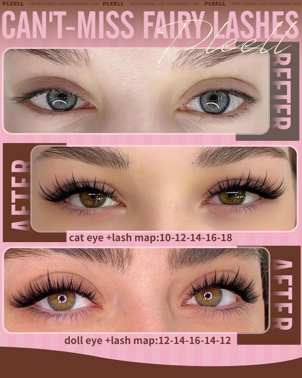 Pleell manga-lash clusters longueurs 10-18mm pour varier les looks.