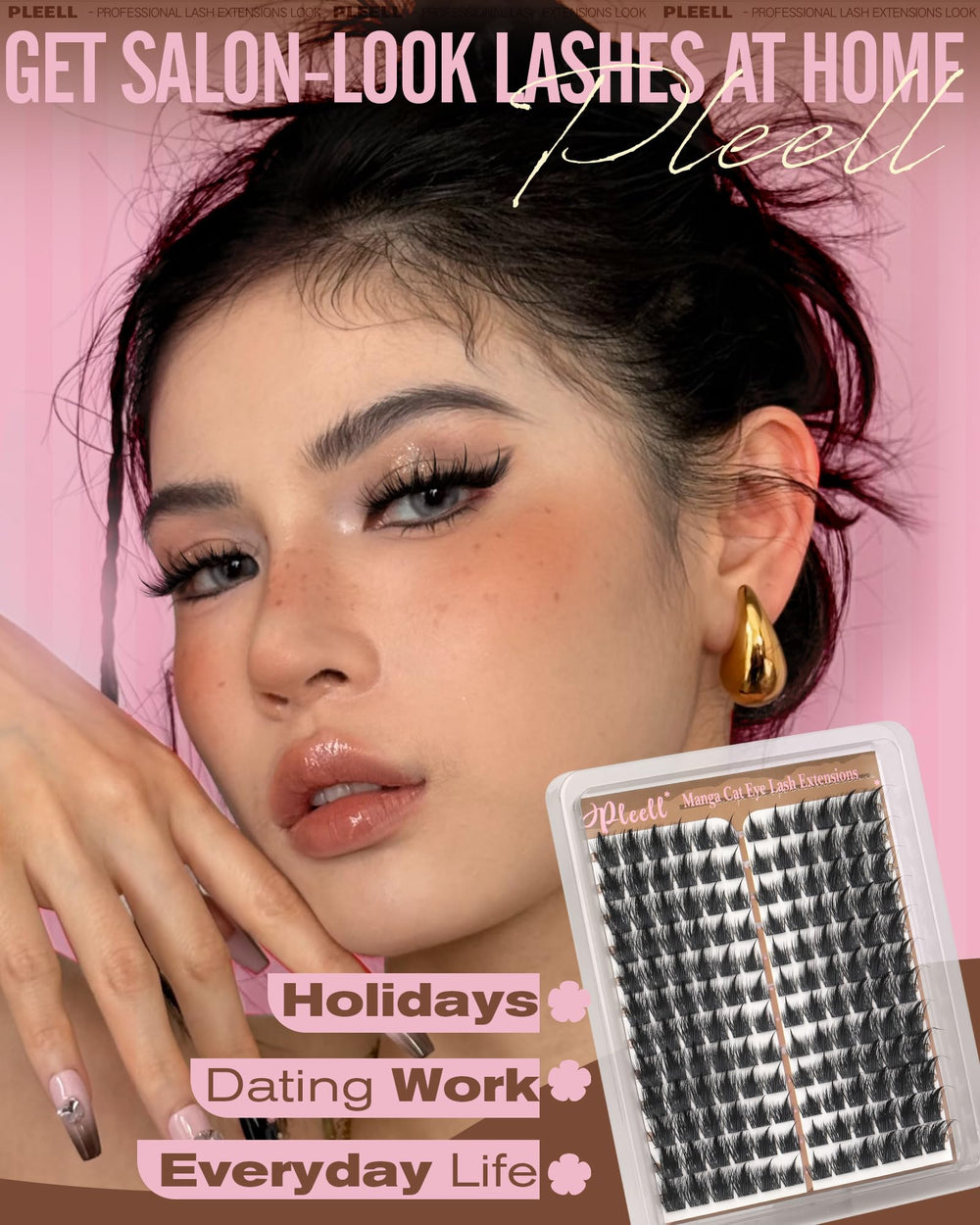 Les cils Pleell manga-lash clusters naturels offrent un effet photo net.