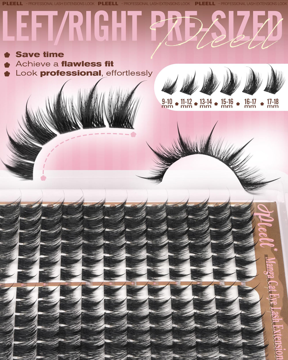 Pleell manga-lash clusters réutilisables 3 à 5 fois pour soirées et voyages.