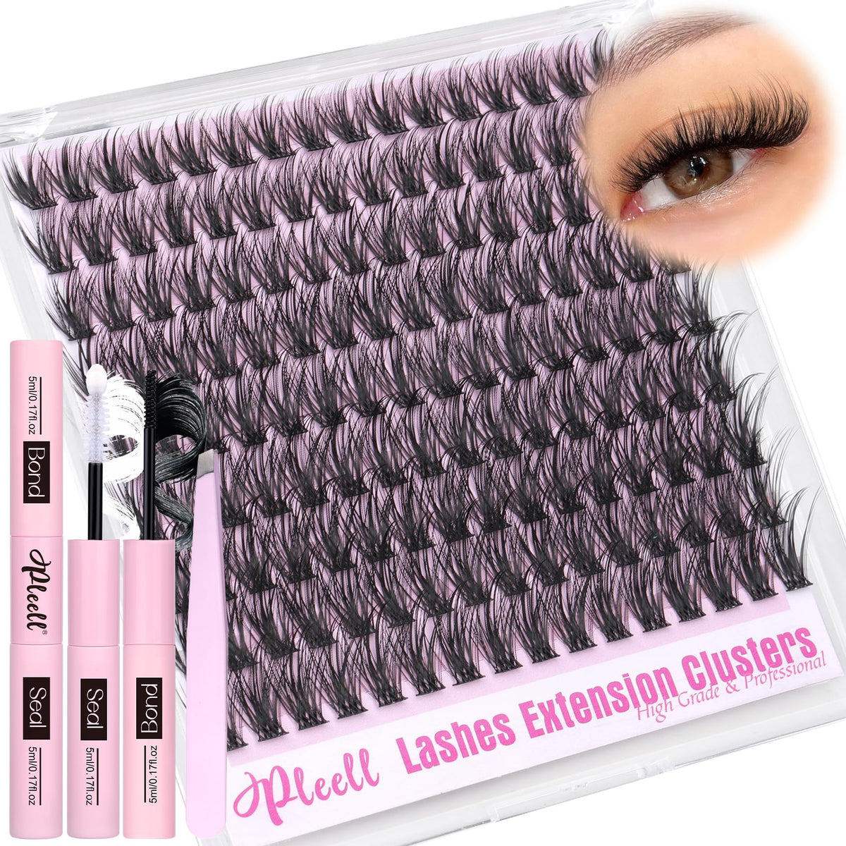 Kit Pleell clusters cils 10-18mm pour un effet duveteux au quotidien.