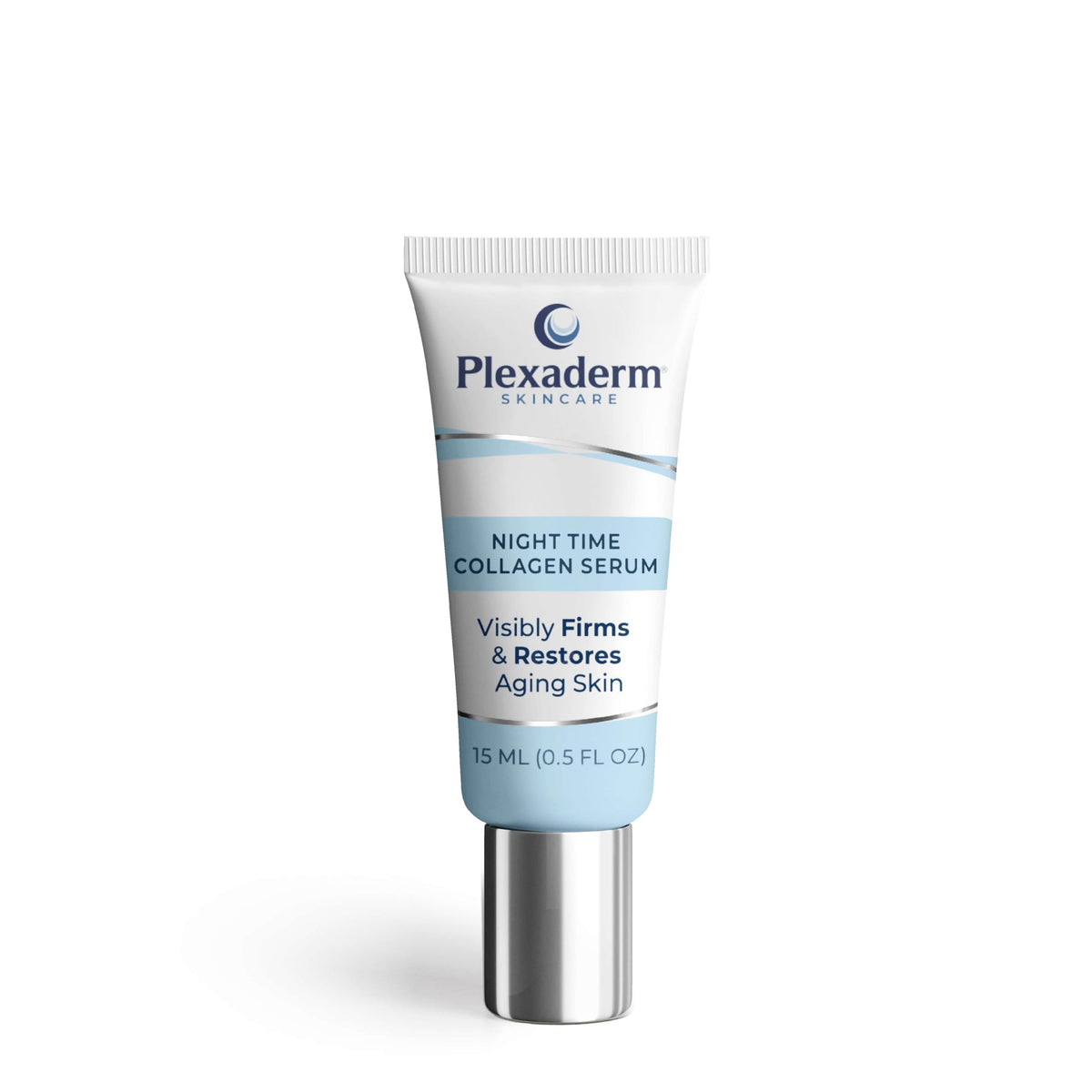 Plexaderm Night Time Collagen Serum bottle for overnight firming and hydration.