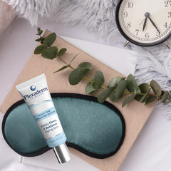 Plexaderm Night Time Collagen Serum ingredients with peptides, Niacinamide, and collagen.