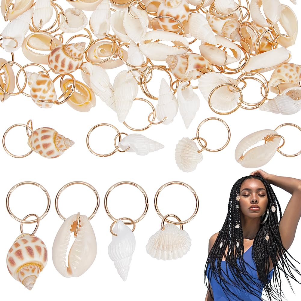 PLIGREAT anneau coquillage pour tresses, accessoire plage chic
