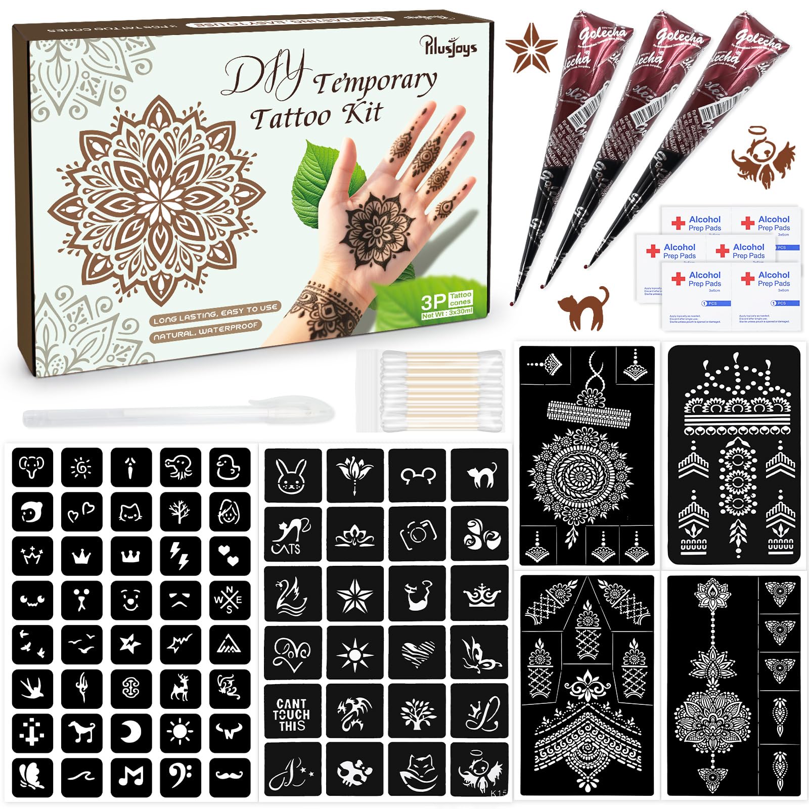 PllusJoys cônes tatouage brun pour couleur naturelle et durable.