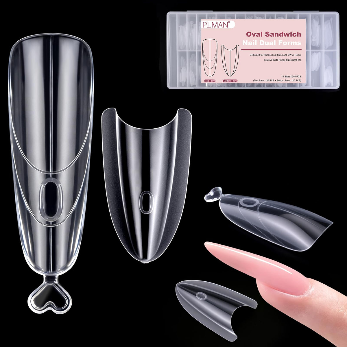 Plman – formes duales pour ongles ovales, ajustement naturel et extension précise.