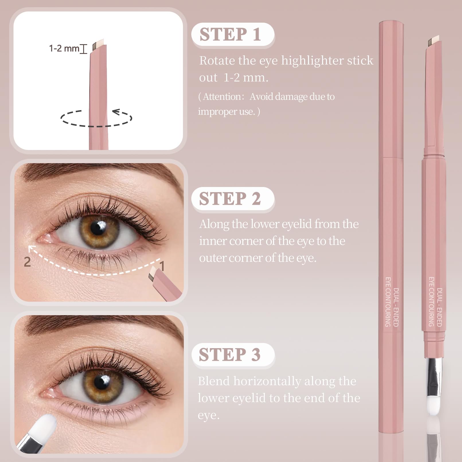 Plman stylo illuminateur yeux avec brosse intégrée pour estomper.