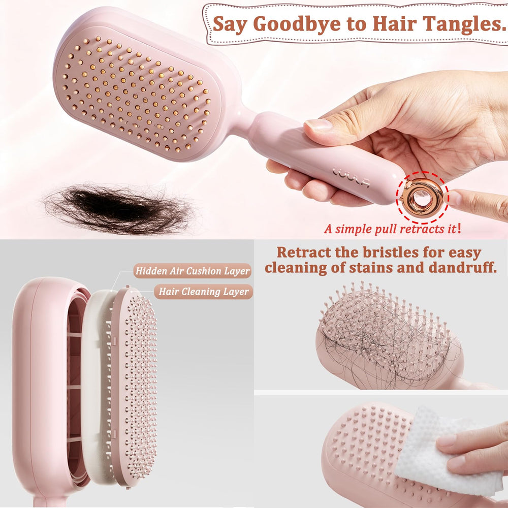 PMDYBY brosse-portable-retractable-rose, idéal pour voyager et gagner du temps.